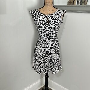 EXPRESS Stylish Black and White Leopard Print Dress